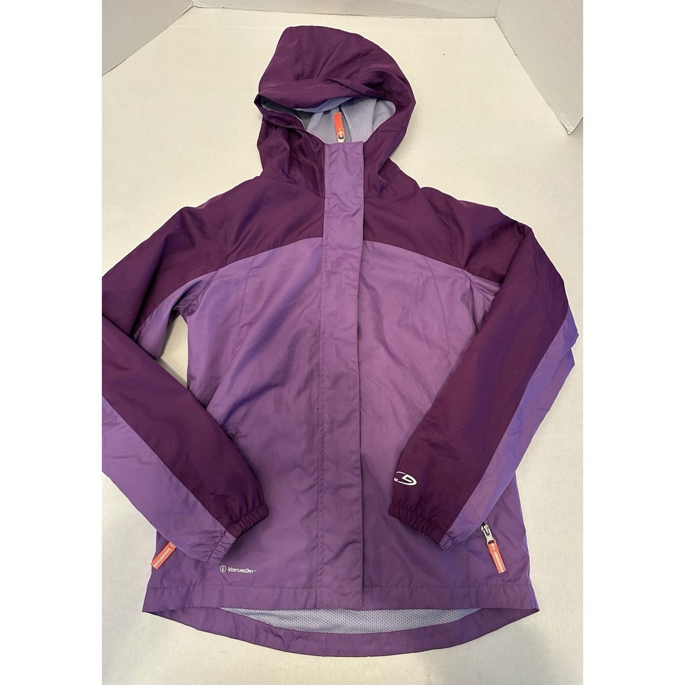 Champion, fall jacket, long sleeve, hooded, zipper front, purple girls Large